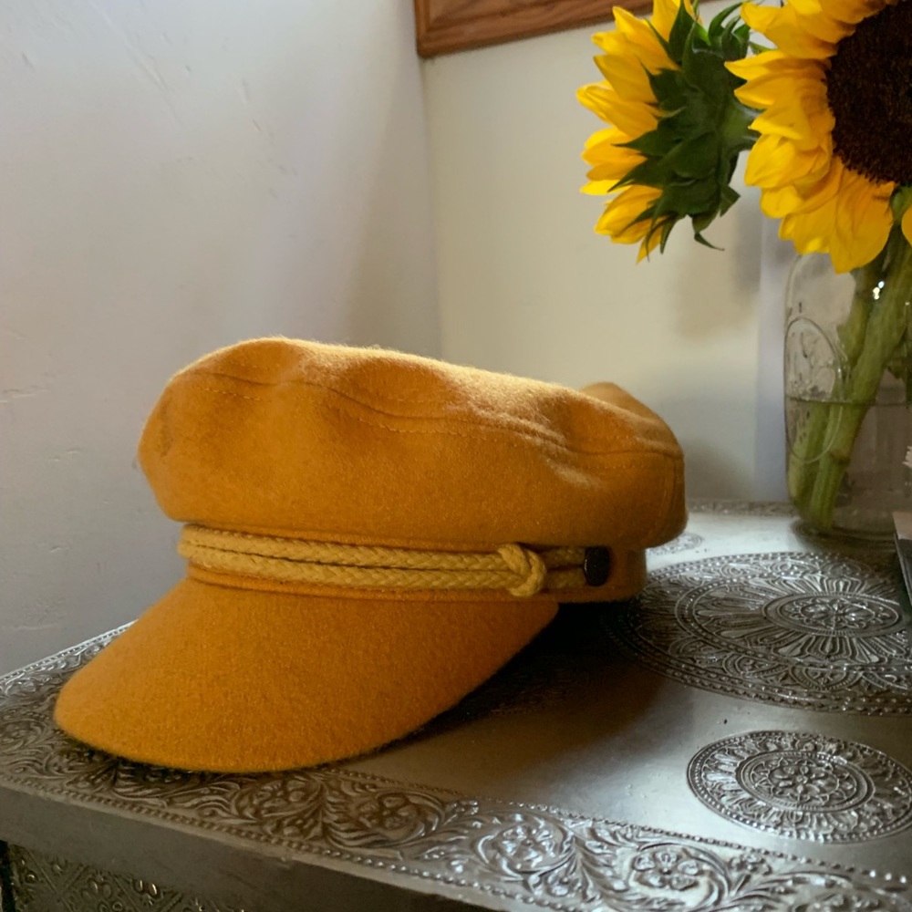 Wool Baker Boy Cap in Mustard Yellow - Unbranded